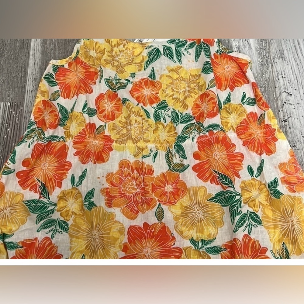 Zara Orange Floral Ruffled Linen Blend Sundress 11-12Y - Picture 8 of 13